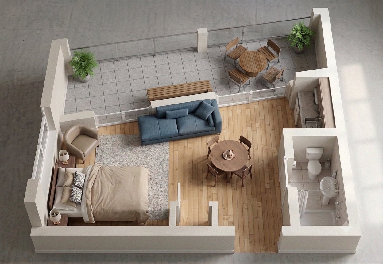 Unit 204 photorealistic floor plan