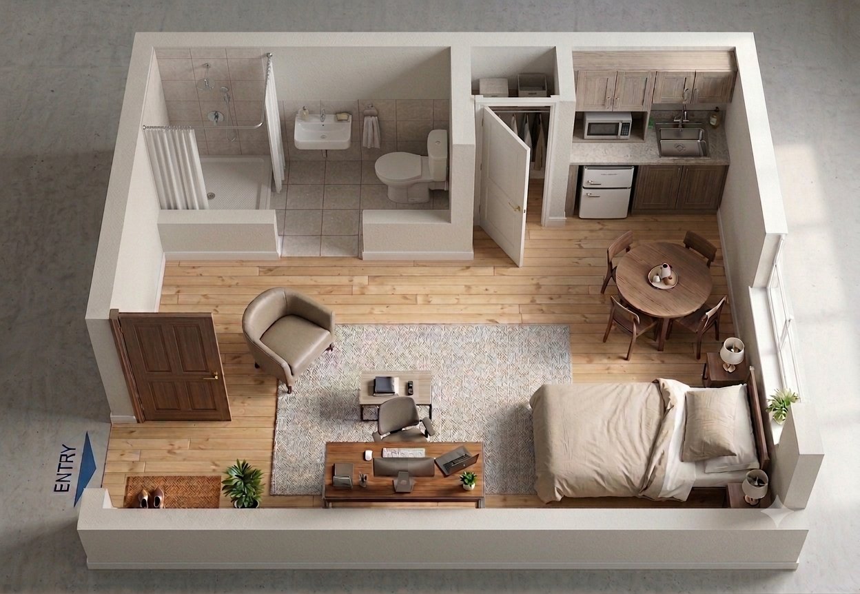 Unit 208 photorealistic floor plan